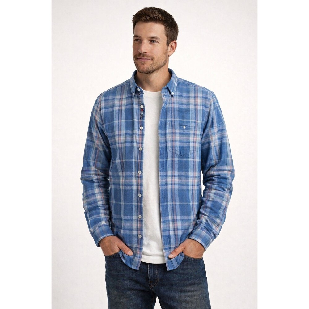 NWT Weatherproof Men M Long Sleeve Plaid Button Down Shirt Cotton Pocket Casual